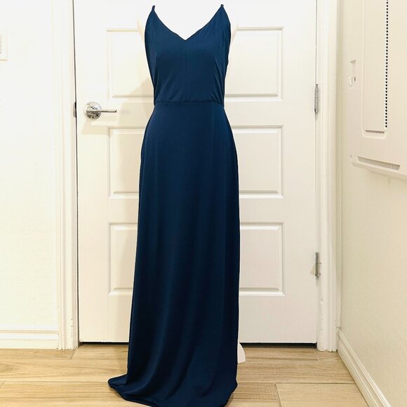 MARKET & SPRUCE NAVY BLUE X-STRAP MAXI DRESS MEDIUM - Picture 1 of 4